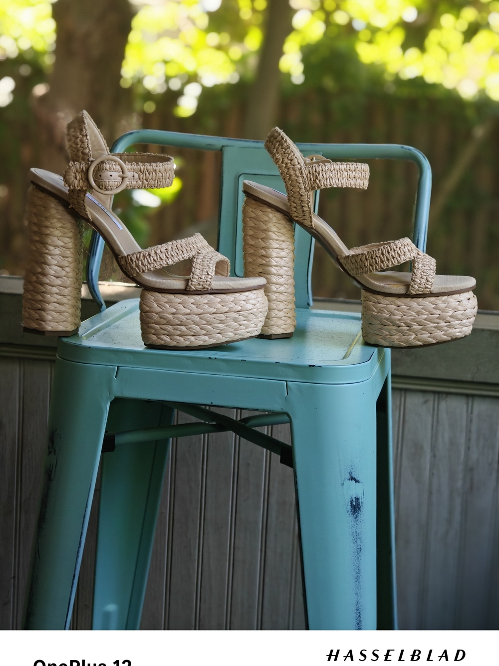 Woven Platform High-Heel Sandals in Natural Beige